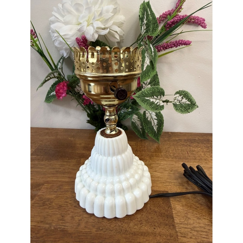 Vintage‎ Milk Glass Tiered Lamp – Tested Working – Art Deco Revival Lighting MCM